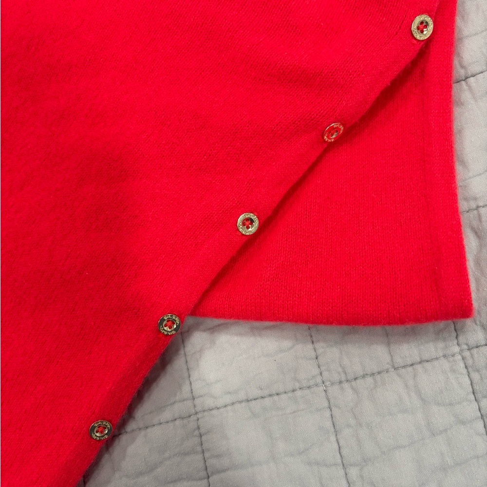 Lilly Pulitzer Cashmere Harp Wrap Red One Size Gold Buttons - Picture 2 of 3